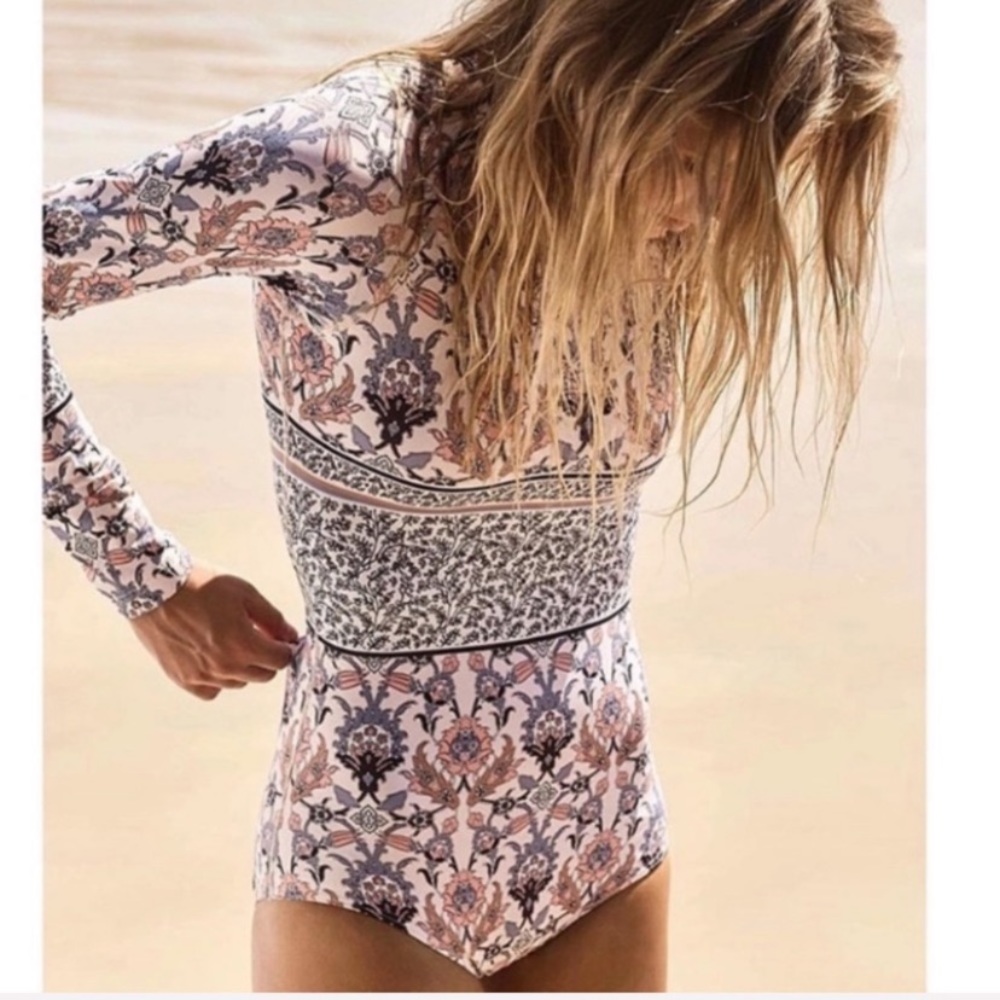 Floral Long Sleeve One Piece Swimsuit